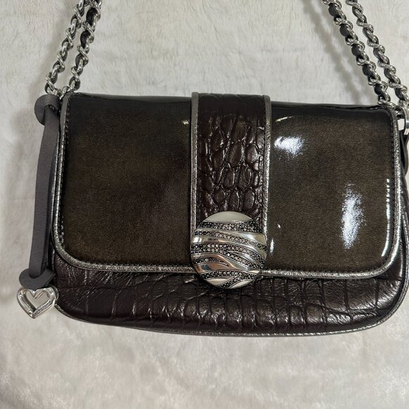 Brighton Ziggy Crossbody Organizer Purse in Box with Paperwork Dustbag NIB Croc - Picture 5 of 14